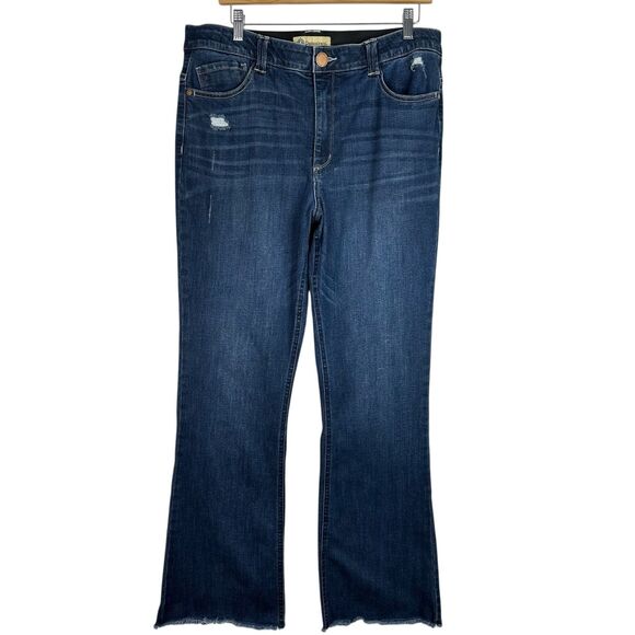 Democracy Jeans Women’s 16 Flare Distressed Raw Hem Ab Tech Stretch - Picture 1 of 14